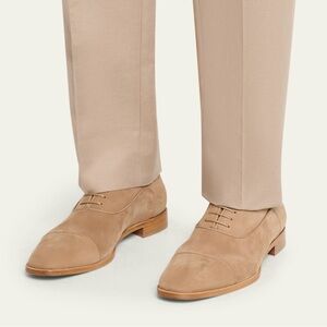 Christian Louboutin Greggo Zip Flat Calf Nubuck Zipper Trim Lace Up Dress Shoes